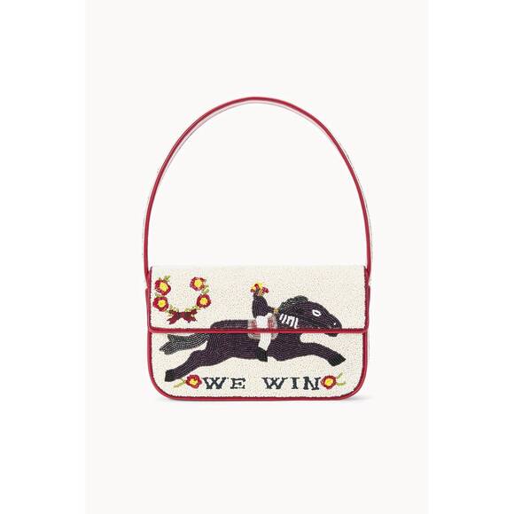 STAUD Handbags - NEW STAUD women's tommy beaded shoulder bag in derby